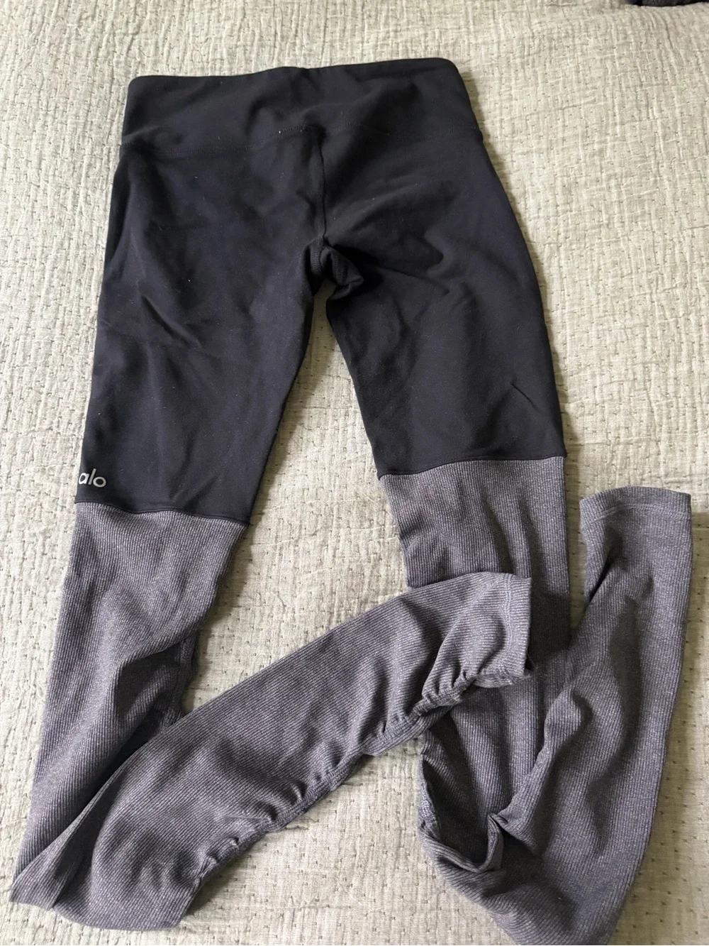 All Black and Gray Two-Tone Leg Warmer Leggings